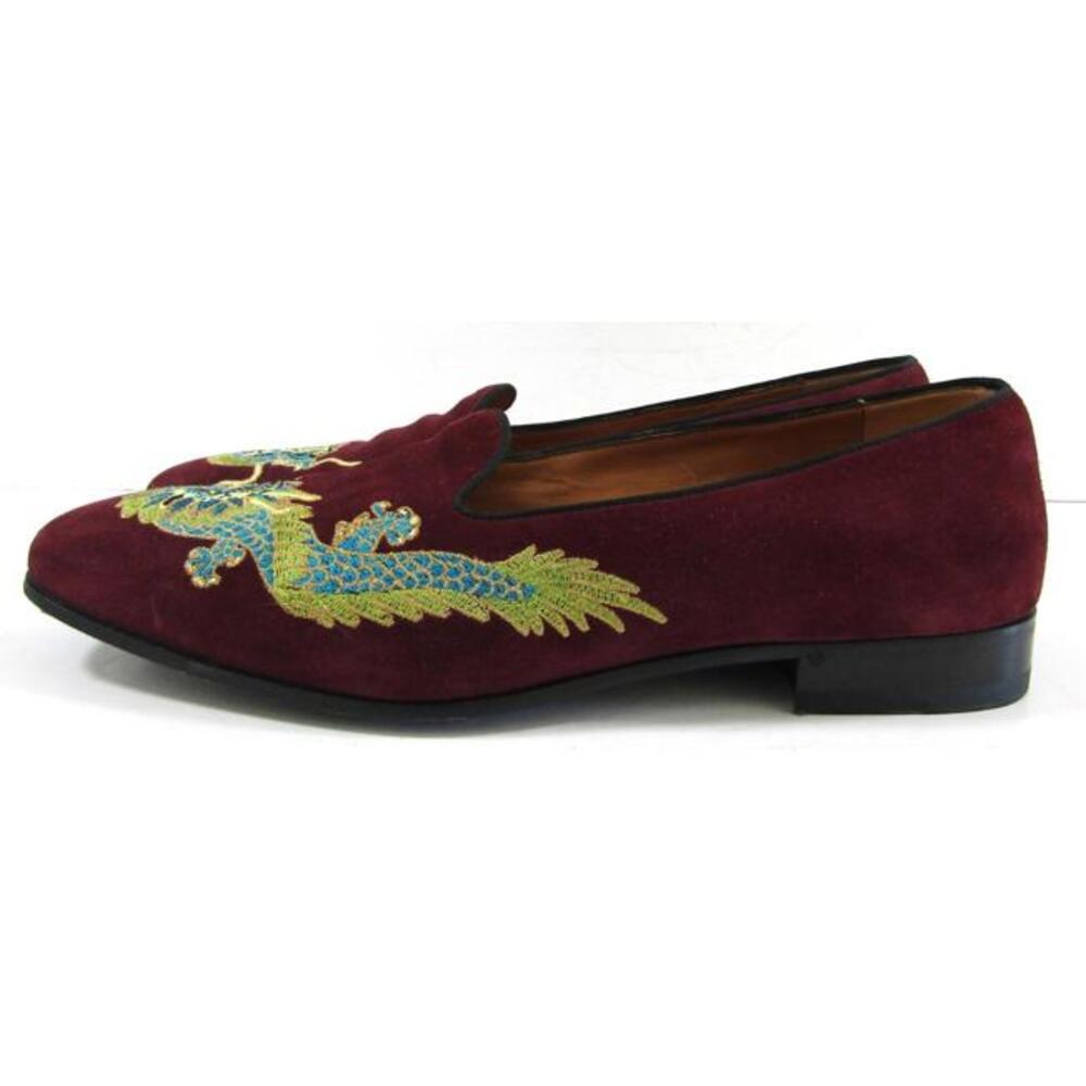 Gucci Dragon Embroidered Wine Colored Suede Loafers Shoes Size 9 - Picture 8 of 12
